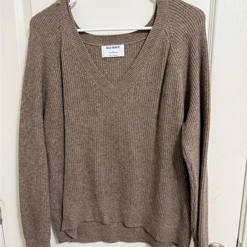 Old Navy Brown V-Neck Sweater Cozy Knit